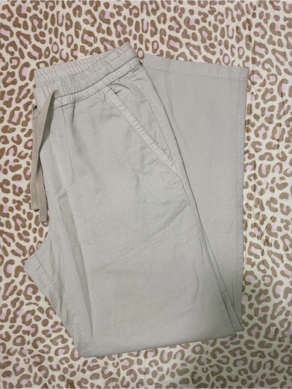 Zara Light Beige Drawstring Joggers